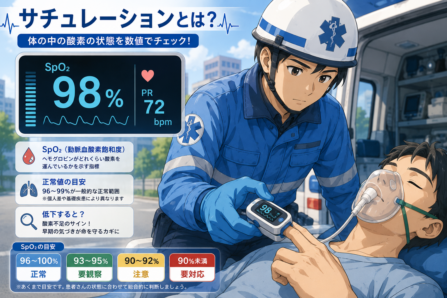 サチュレーション(SpO₂)とは?測定の仕組みと正常値をわかりやすく解説