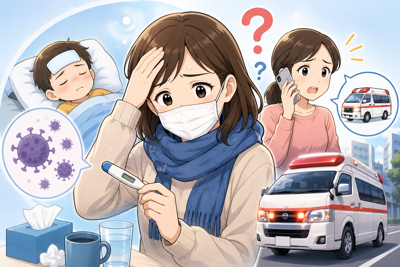インフルエンザで救急車を呼ぶべき？危険な症状と受診の目安を救急救命士が解説